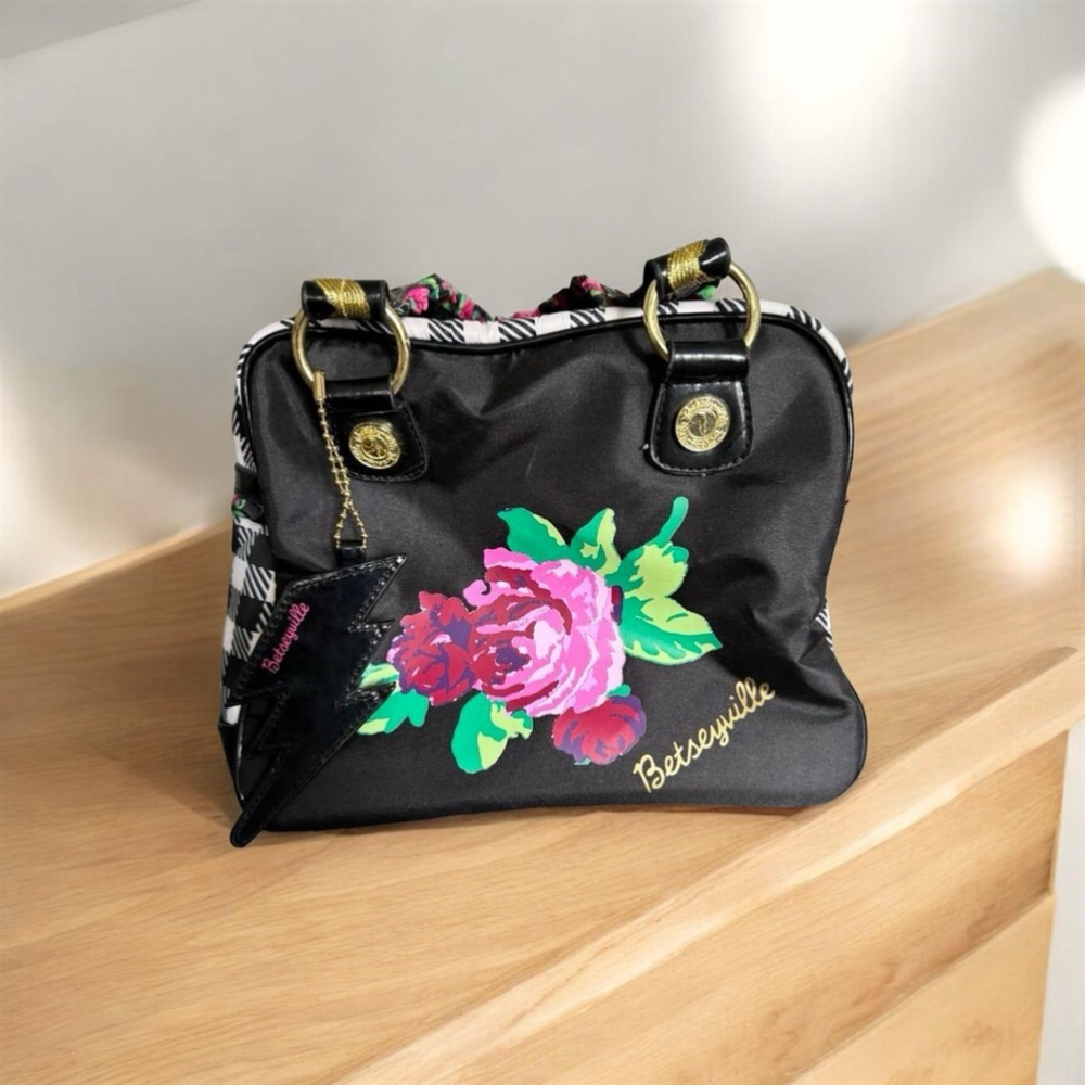 Betseyville Black White Check Bag Rose, Gold